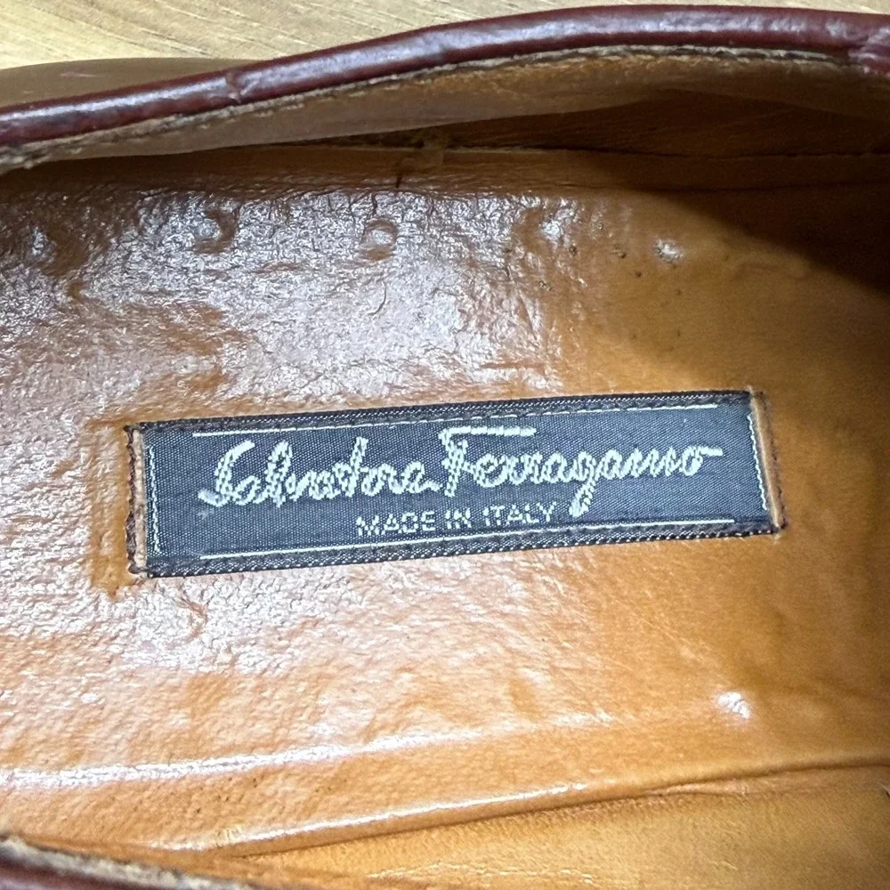Salvatore Ferragamo Derby Mens 12 D Reddish Brown Dress Shoes‎